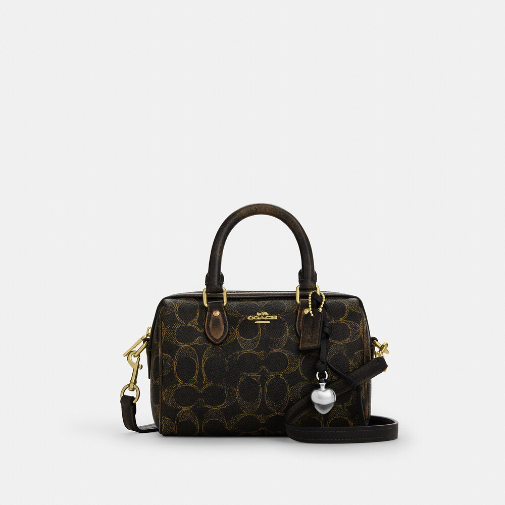 Coach Outlet Mini Rowan Crossbody Bag In Loved Signature Canvas With Charms